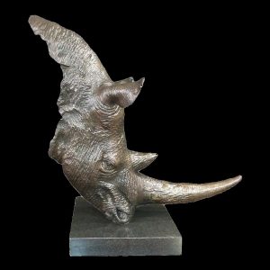 "Storm" bronze rhino head